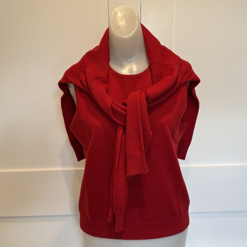 Lauren Ralph Lauren Women's Red Cashmere Twin Set 2 Piece Classic Preppy L